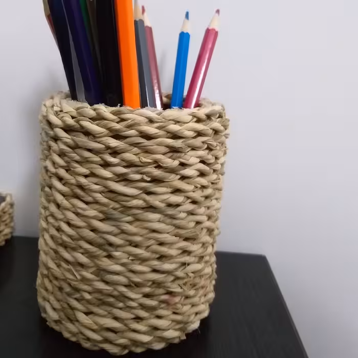 جا مدادی رومیزی استوانه ای حصیری