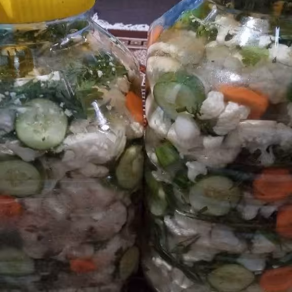 ترشی شور  خانگی 10کیلویی،ارسال با اتوبوس(هز ینه ارسال به عهد ه مشتری)