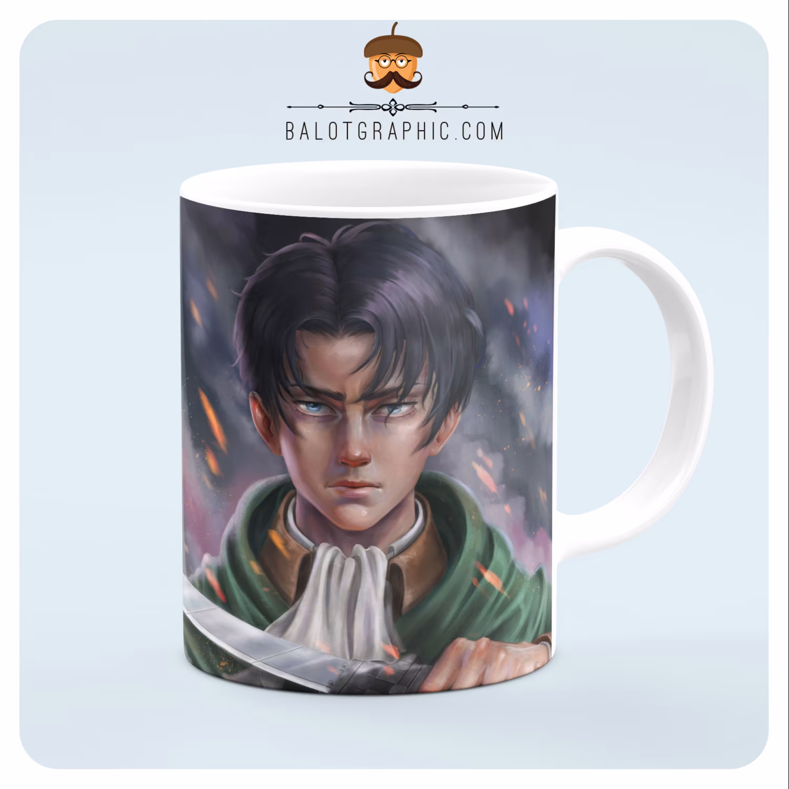 ماگ سرامیکی لیوای آکرمن  کد BM085 بلوط گرافیک