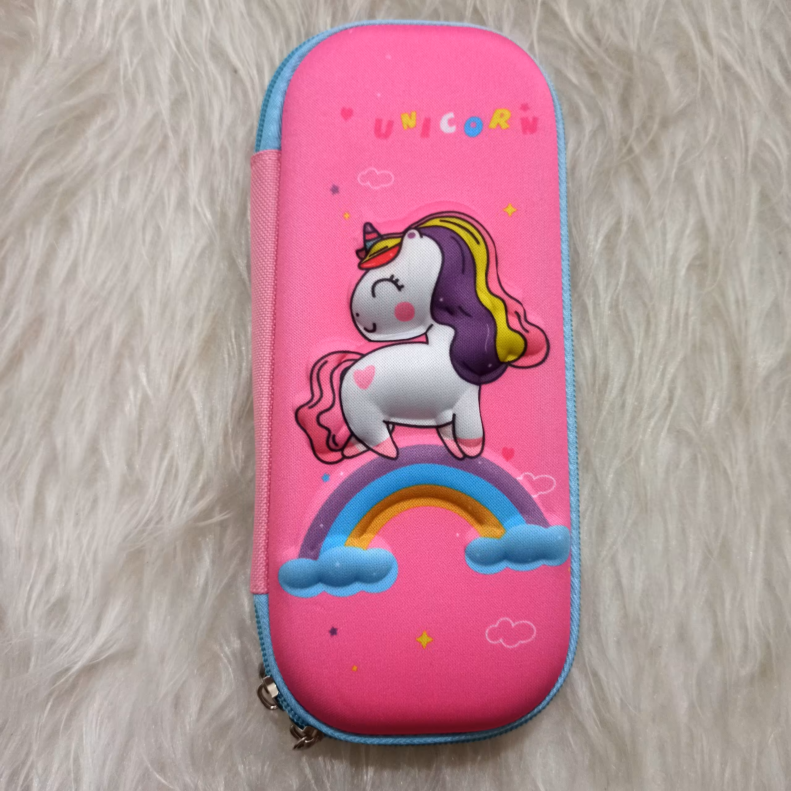 جامدادی دخترانه بزرگ، طرح تک شاخ، رنگ صورتی، سایز 22*10*2،بسیار جادار