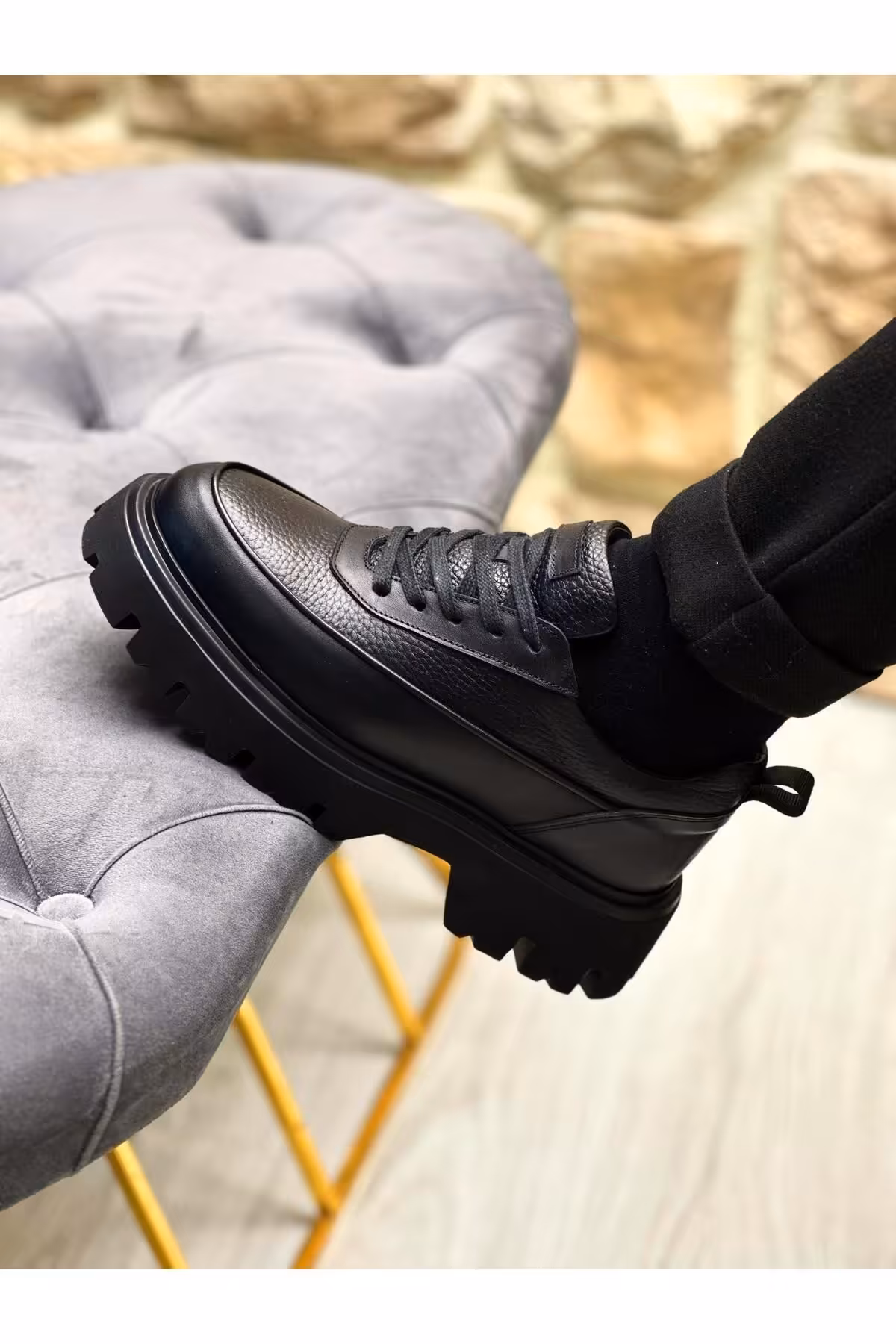 کفش های کژوال مشکی مردانه 3225 روزمره سیاه چرمی ByItallanoshoes