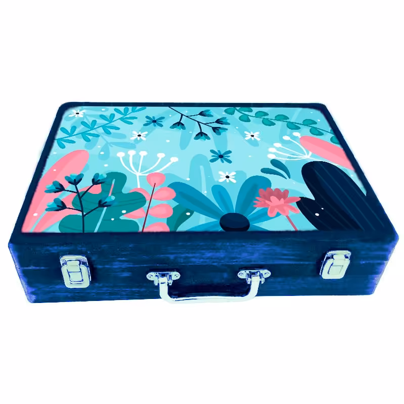 جعبه چوبی مدل چمدان بزرگ طرح بهاری       