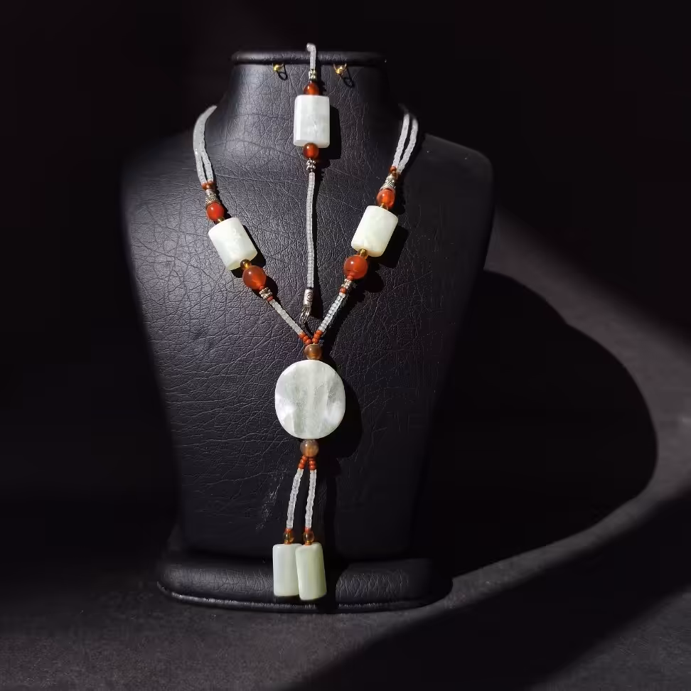 زیورآلات ژوپینگ es گردنبند سنگ شاه مقصود همراه با دستبند 