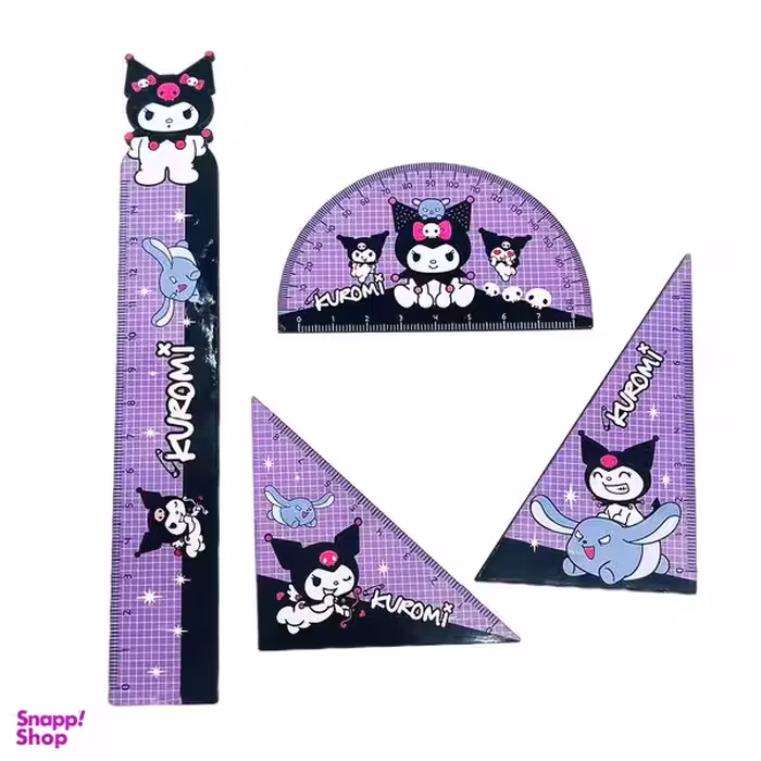 ست خط کش مدل کرومی مجموعه 4 عددی