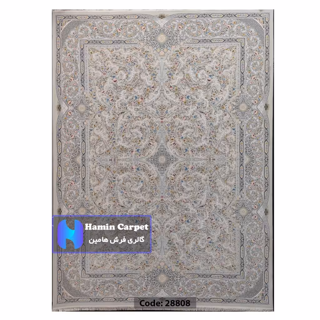 فرش 4 متری 1200 شانه تراکم 3600 نخ اکلریک گل برجسته کد AR28808