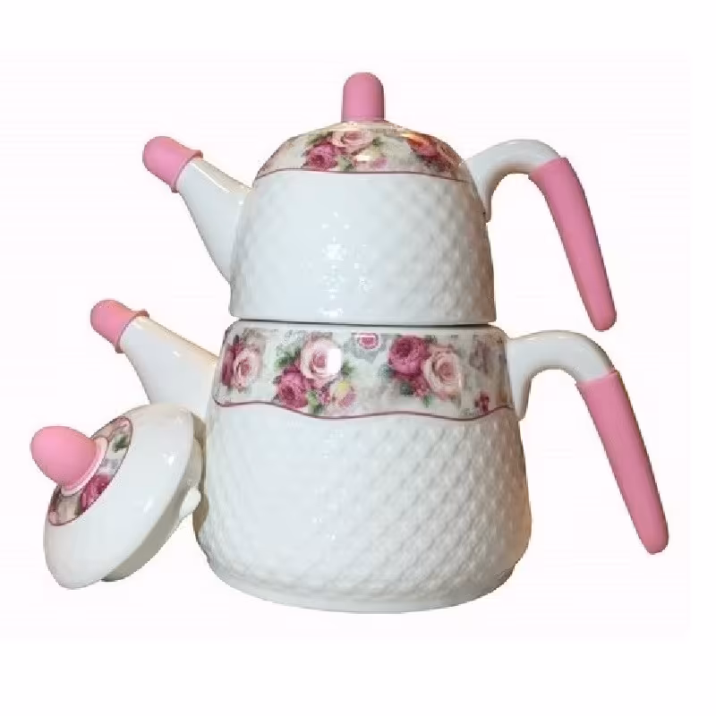 کتری قوری سرامیکی گلدار