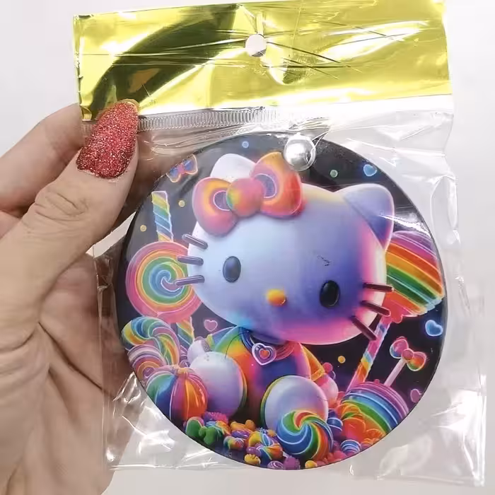 آیینه جیبی چوبی تاشو فانتزی انیمشینی طرح کیتی (دو هزار جنس متنوع موجوده)