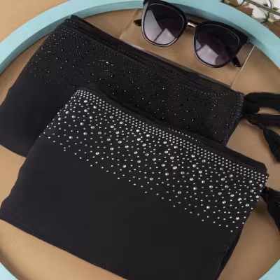 شال نخ اسلپ مزونی در دو رنگ نگین مشکی و نقره ای