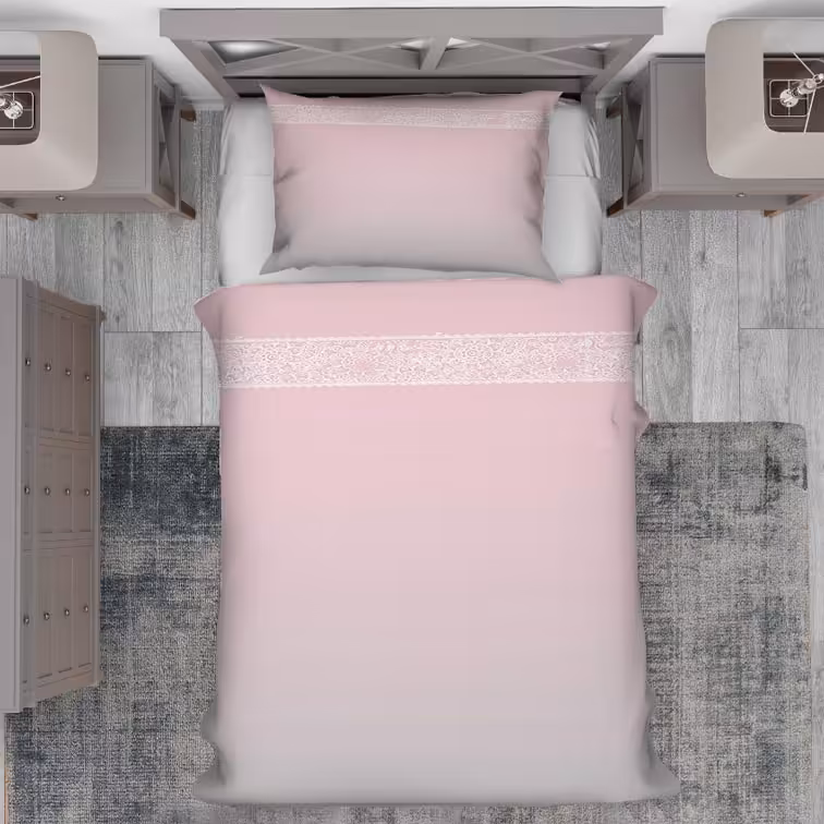 پرده چاپی طرح دخترانه سفید و صورتی pk-2068