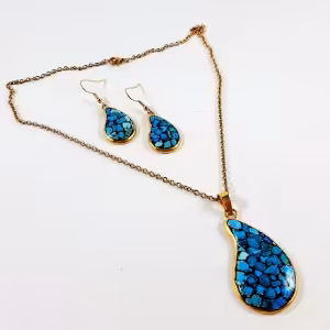 نیم ست فیروزه کوبی طرح اشک