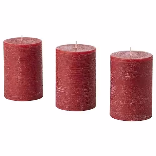 شمع معطر ایکیا STORTSKON قرمز/ رایحه توت بسته 3 تایی