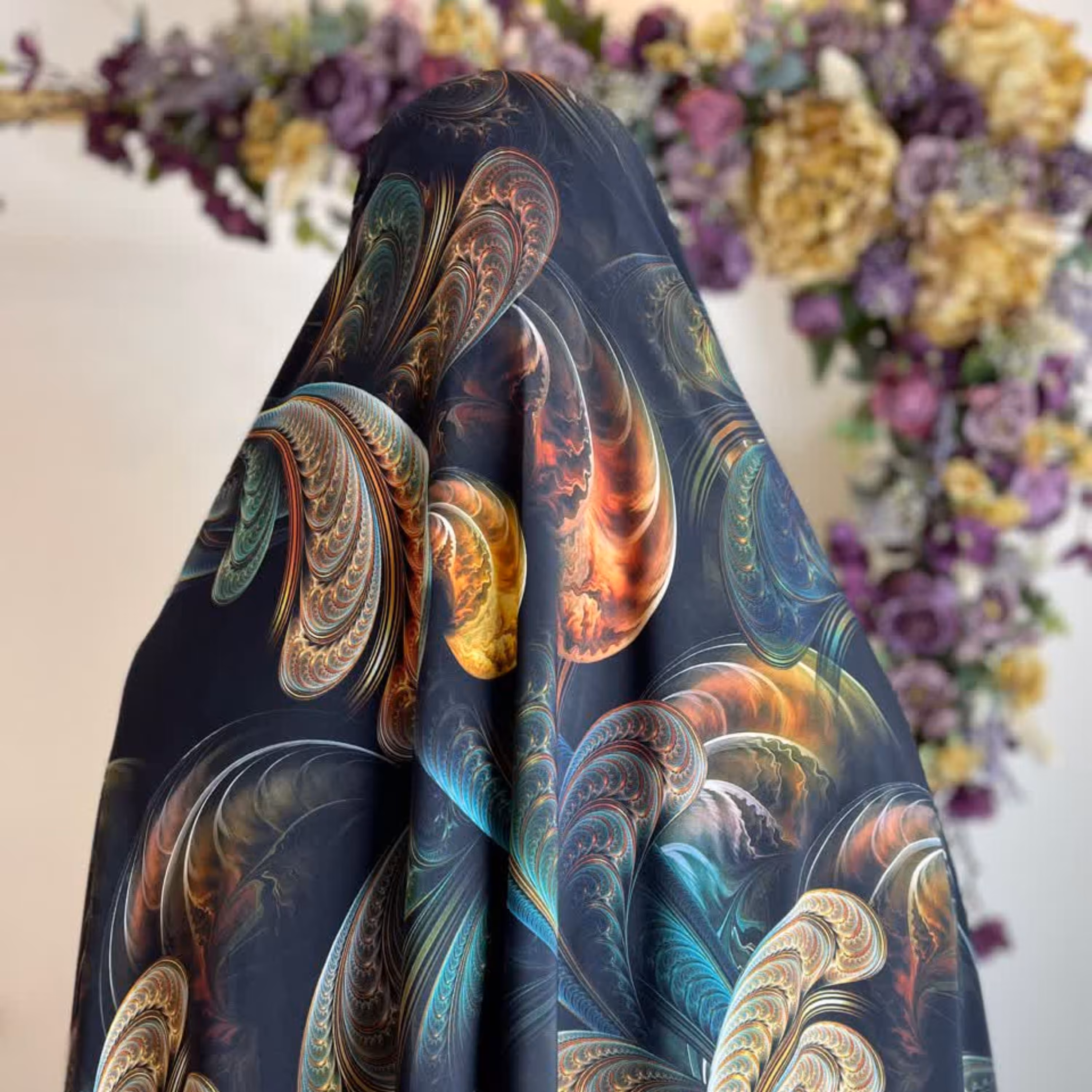 پارچه چادر رنگی  کرپ مخمل اندونزی شیک مجلسی