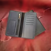کیف پول کتی، چرم طبیعی دست دوز   پریا     کد   pw 024 مشکی مات چرم گاوی آماده ارسال