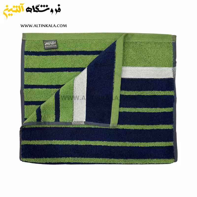حوله دستی برق لامع مدل فرانسه راه راه سبز 40×80