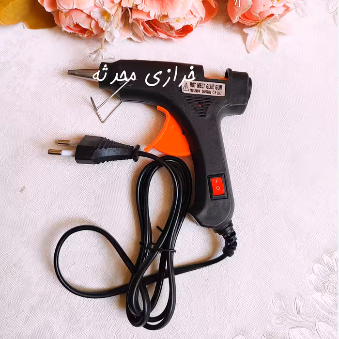 دستگاه چسب حرارتی کوچک با کلید خاموش و روشن و پایه متحرک 