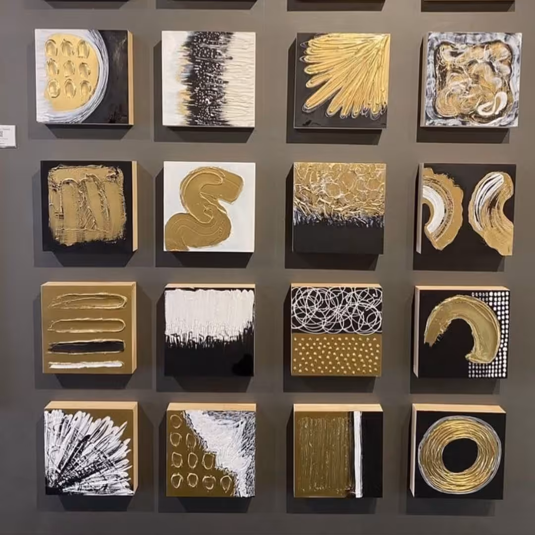 تابلو  نقاشی مدرن برجسته چند تیکه ورق طلا (ابعاد 15در 15 یا 10 در 15 به انتخاب شما