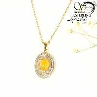 گردنبند بیضی کلاسیک طلاروس با شرف الشمس کد 10065