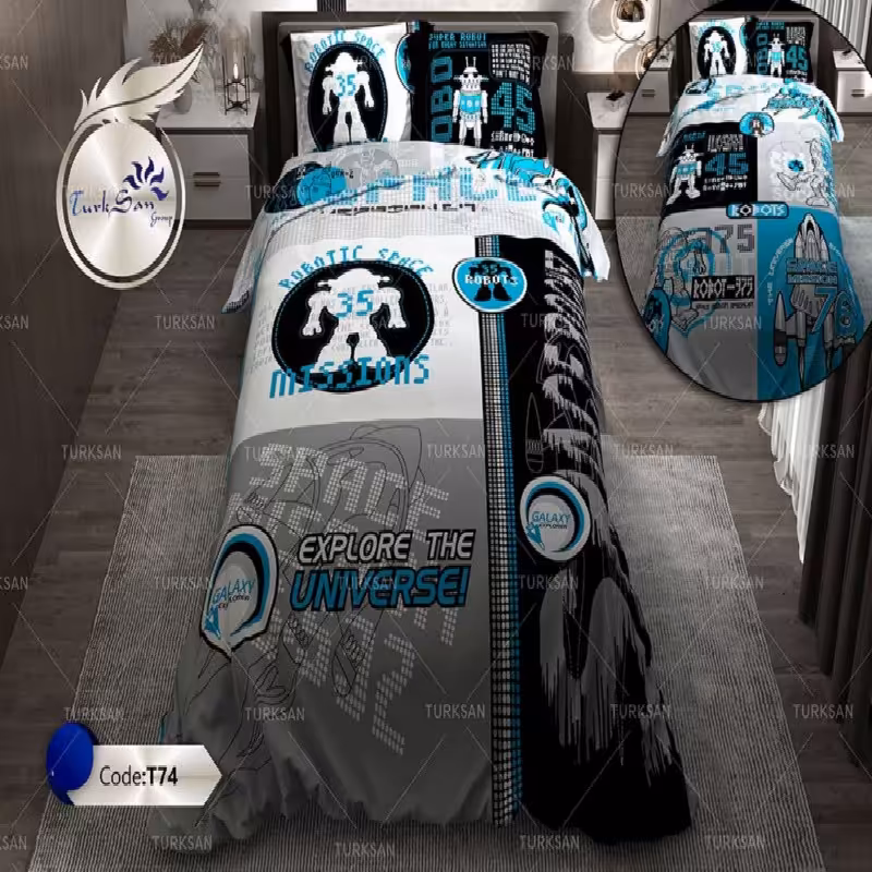 سرویس روتختی ترکسان کد T-74 یکنفره 4 تکه دو رو 