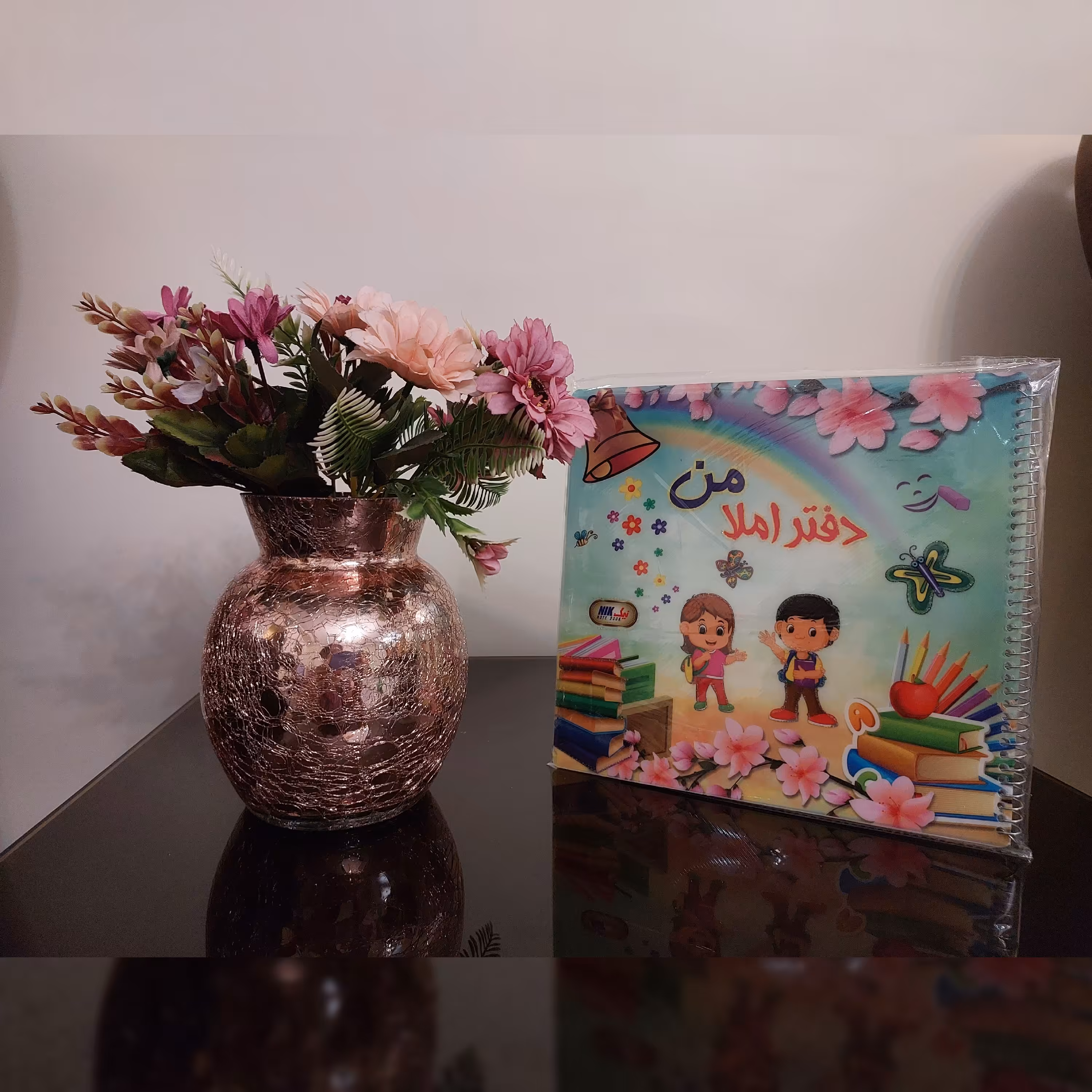 دفتر املا طلقی تک سیم 50 برگ برچسب دار ( طرح دختر و پسر)