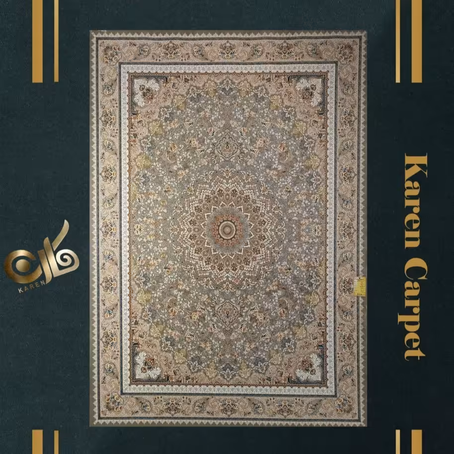 فرش 12 متری اکریلیک گلبرجسته 1500 شانه تراکم 4500 طرح گلورین نقره ای 