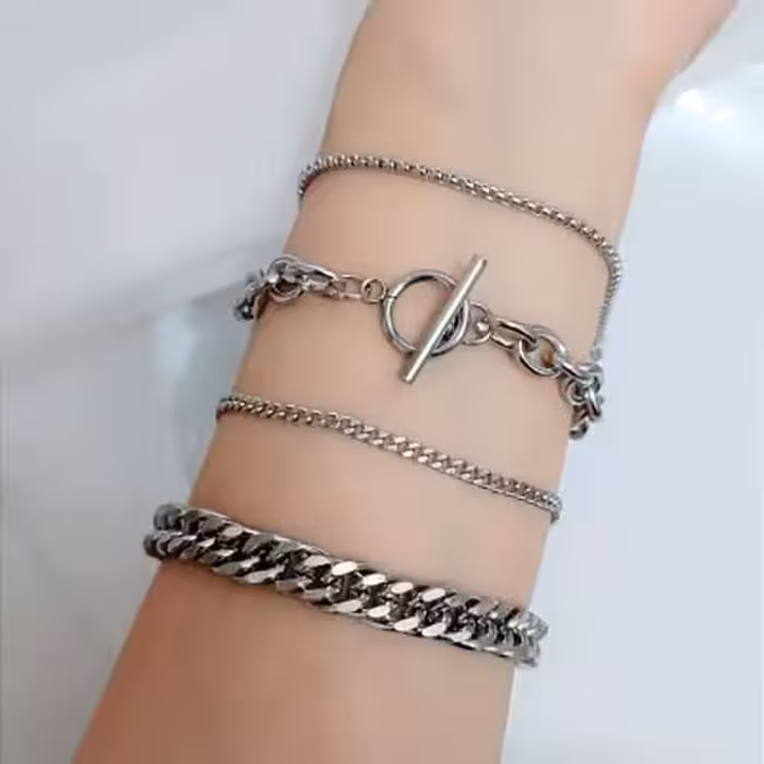 دستبند چهارلاین استیل|کارتیر، قفل تی، ویتالی، مردانه و زنانه