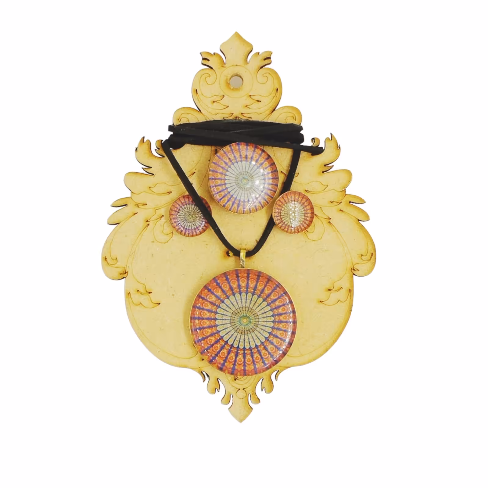 ست رزینی طرح هنری ارسال رایگان همراه انگشتر گوشواره پلاک و بند آویز 