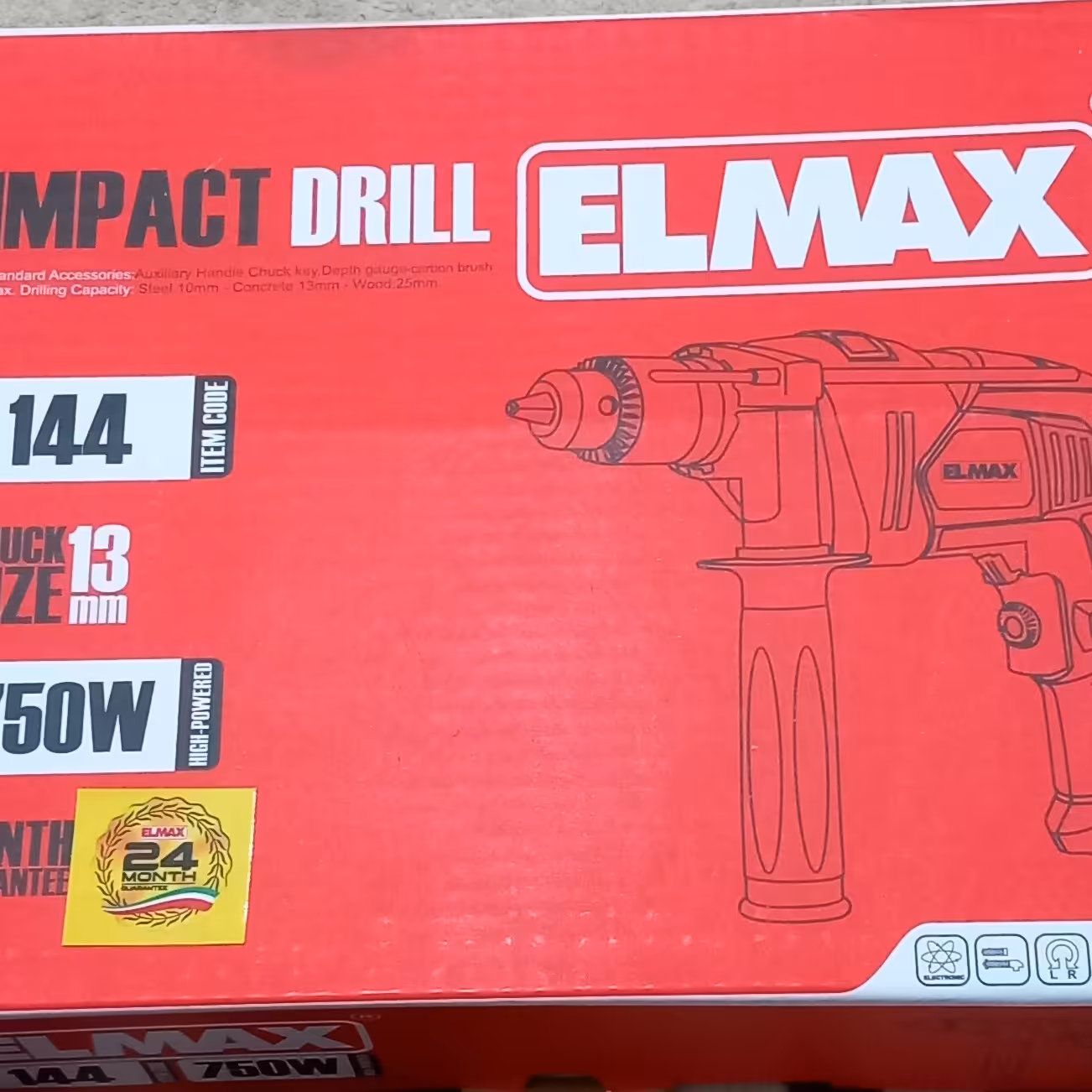 دریل 13 چکشی  750 وات المکس کد 144با گارانتی 20ماهه 