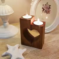 جا شمعی چوبی طرح قلب 