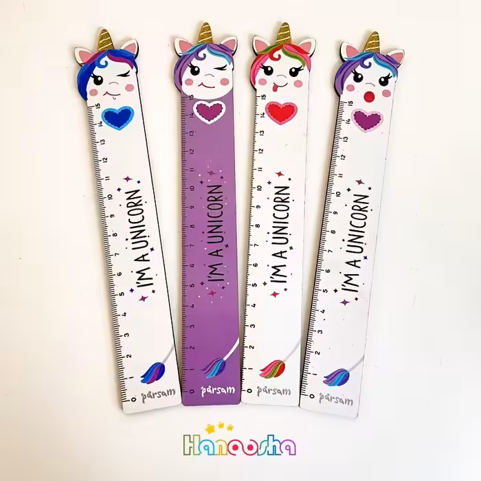 خط کش چوبی طرح یونیکورن 15 سانتی