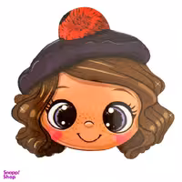 آینه دست ساز جیبی طرح دختر بلای کلاه پوم پومی رنگ صورتی