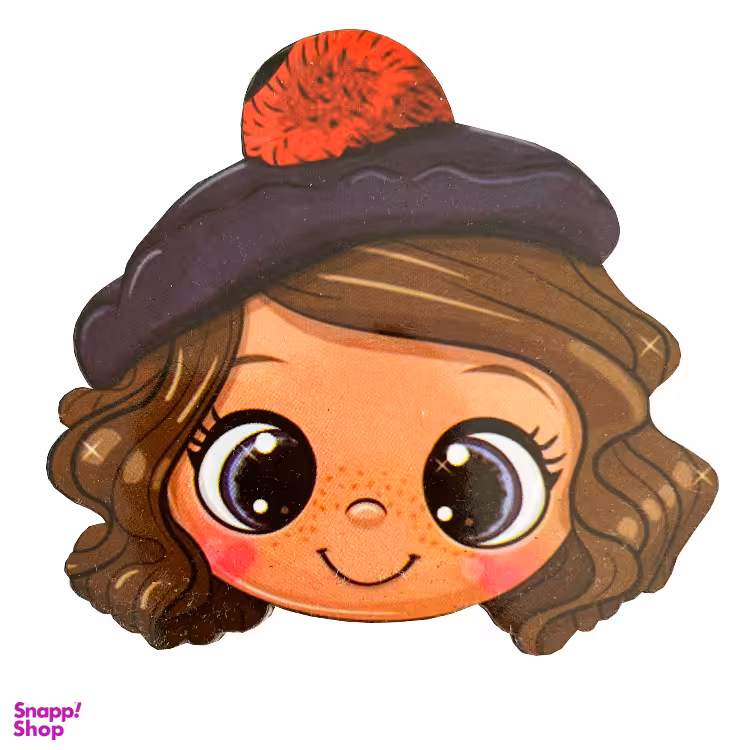 آینه دست ساز جیبی طرح دختر بلای کلاه پوم پومی رنگ صورتی