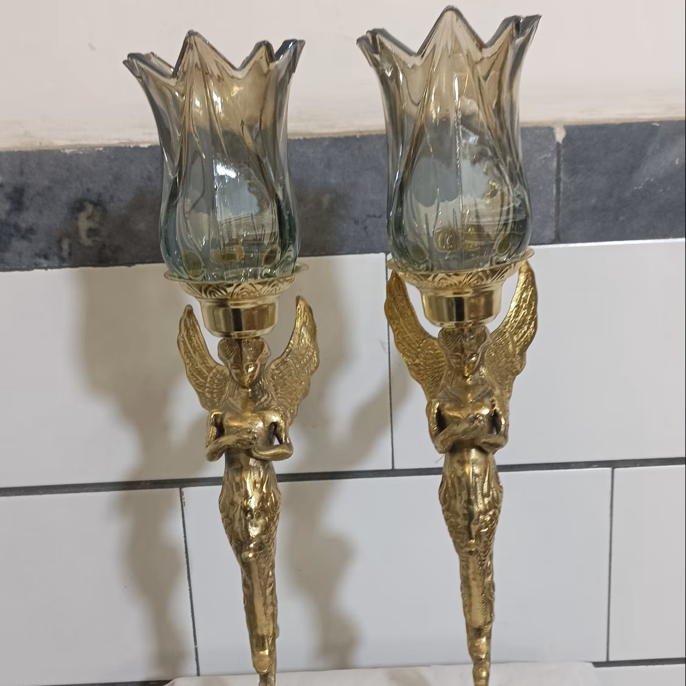 شمعدان فرشته برنز