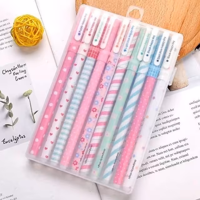 بسته ده رنگ (10عددی) روان نویس هپی دی خودکار طرح قلب لاو وارداتی و باکیفیت