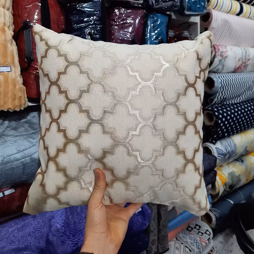 کوسن دو رو طرح دار.کوسن مبلی.کوسن پشت چرم.کوسن لاکچری
