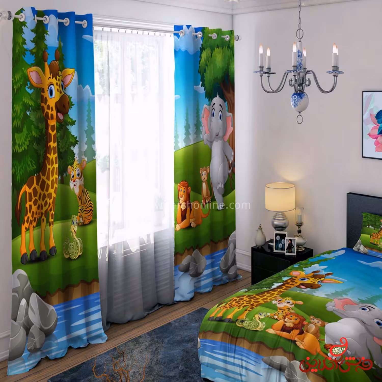 پرده 2 عددی طرح حیوانات کد 140167/1