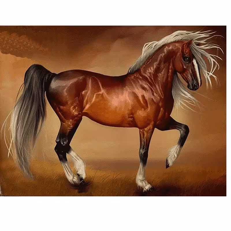 کد 26008 - نخ و نقشه کامپیوتری تابلو فرش عرشیان طرح حیوانات و پرندگان - اسب