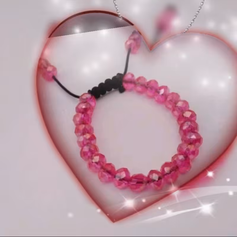 دستبند کریستالی زیبا رنگ صورتی 