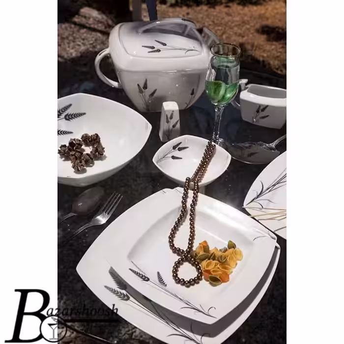 سرویس چینی غذاخوری 107پارچه تقدیس طرح گندومک 12نفره کوئین