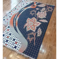 گلیم  ماشینی طرح فانتزی  سرمه ای  نارنجی زیبا سایز  گلیم 4 متری مناسب آشپزخانه و تراس، با کیفیت بالا و درجه یک(