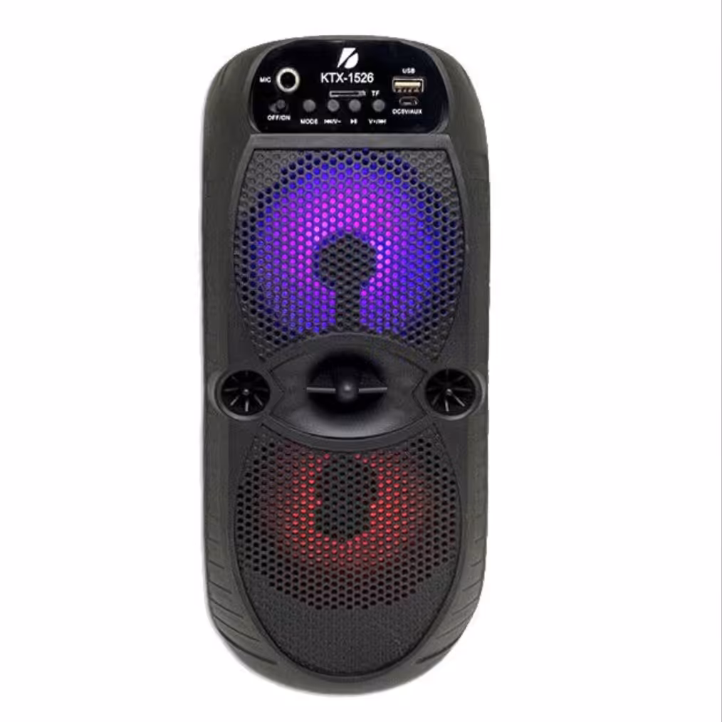 اسپیکر بلوتوثی قابل حمل مدل KTX 1526 رقص نور دار  رنگ مشکی 