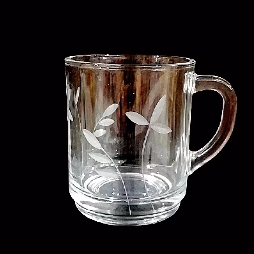 لیوان دسته دار ساده تراش خورده 