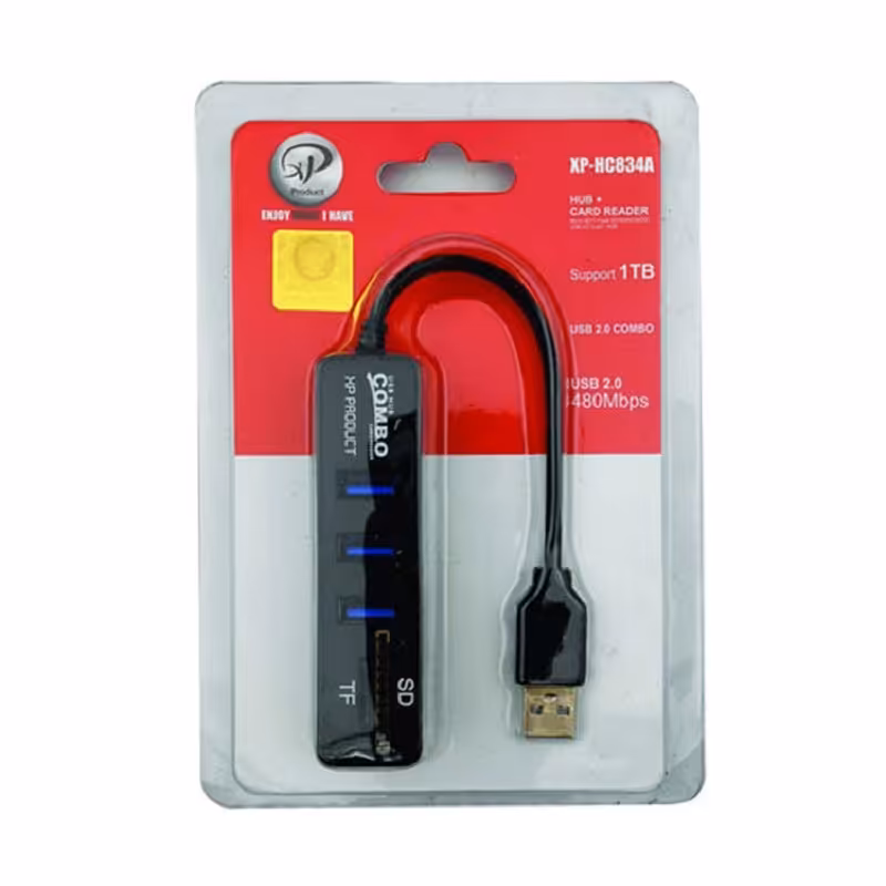 هاب و کارت خوان USB 2.0 XP-PRODUCT مدل XP-H834