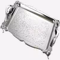 سینی استیل گلدار پایه دار بزرگ نیوهوم کد: NH08-1214P