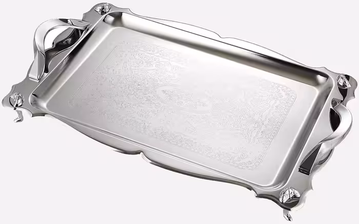 سینی استیل گلدار پایه دار بزرگ نیوهوم کد: NH08-1214P