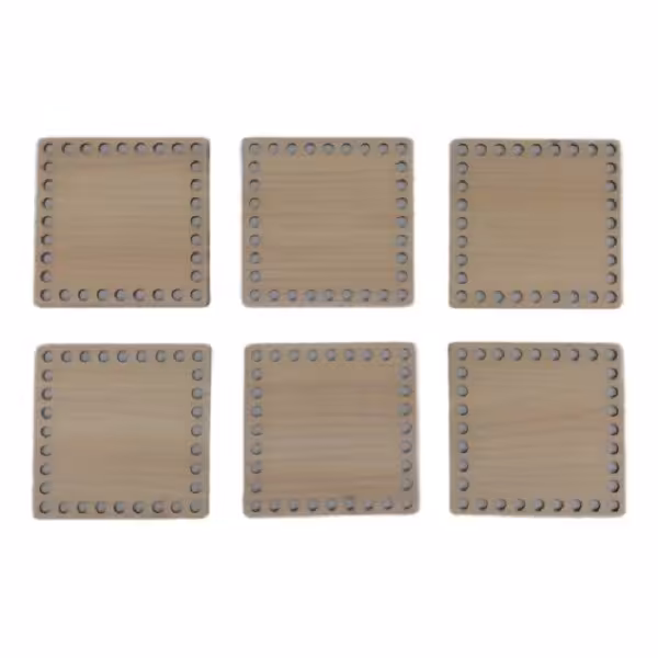 کفی تریکو مربع چوبی (بسته 6 عددی)(ام دی اف سایز 20x20)