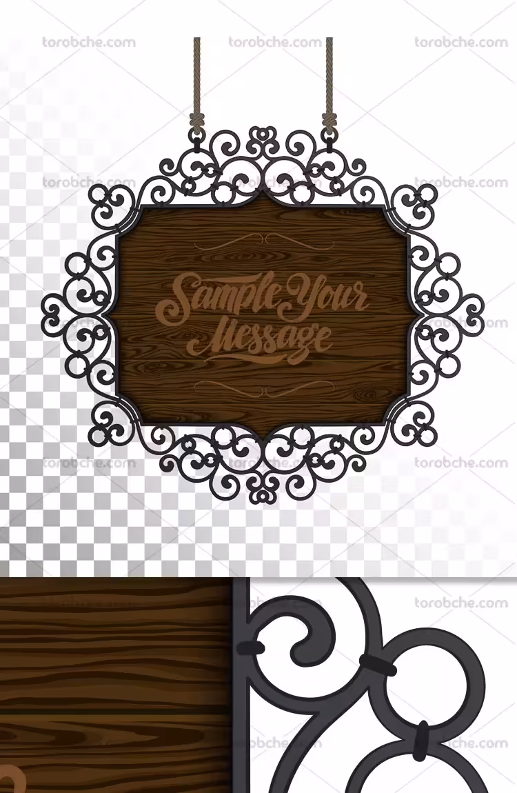 وکتور تابلو چوبی با کیفیت عالی | گرافیک با طعم تربچه