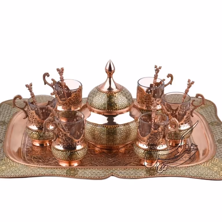 سرویس چایی خوری مس و خاتم