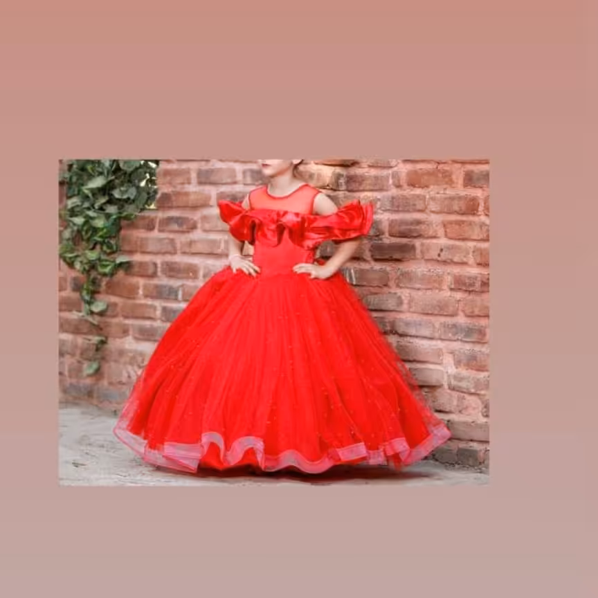 پیرهن دخترونه دامن پفی توردار  در چند رنگ متنوع