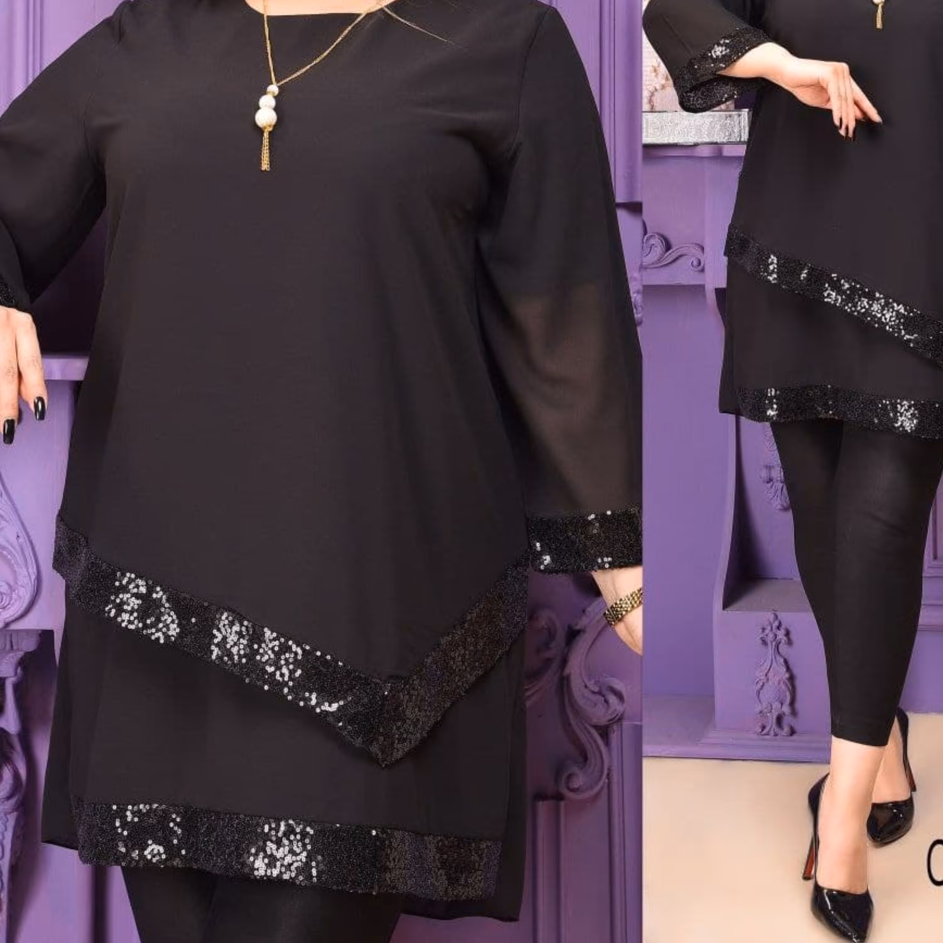 شومیز قواره بزرگ  پارچه حریر شیفون درجه یک آستری پاناما درجه یک پولکی درجه 