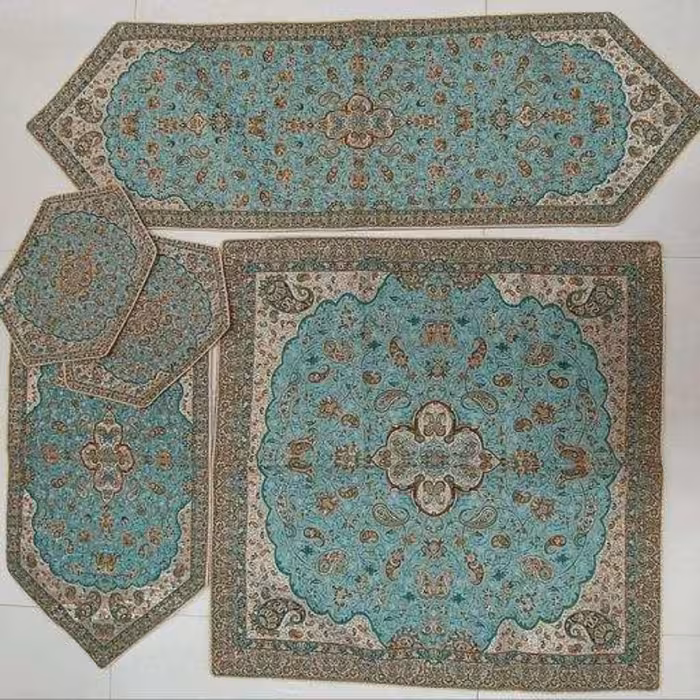 ست 5تکه رومیزی ترمه حسینی یزد در رنگها و طرح های متنوع